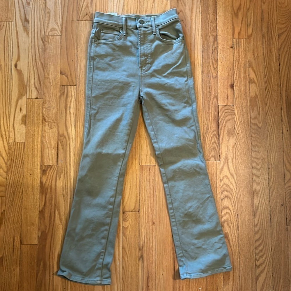 Mother jeans sz 25  High Waister Smokin’ Double Ankle in second chance green